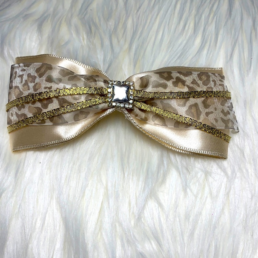 Satin Leopard Hair Bow